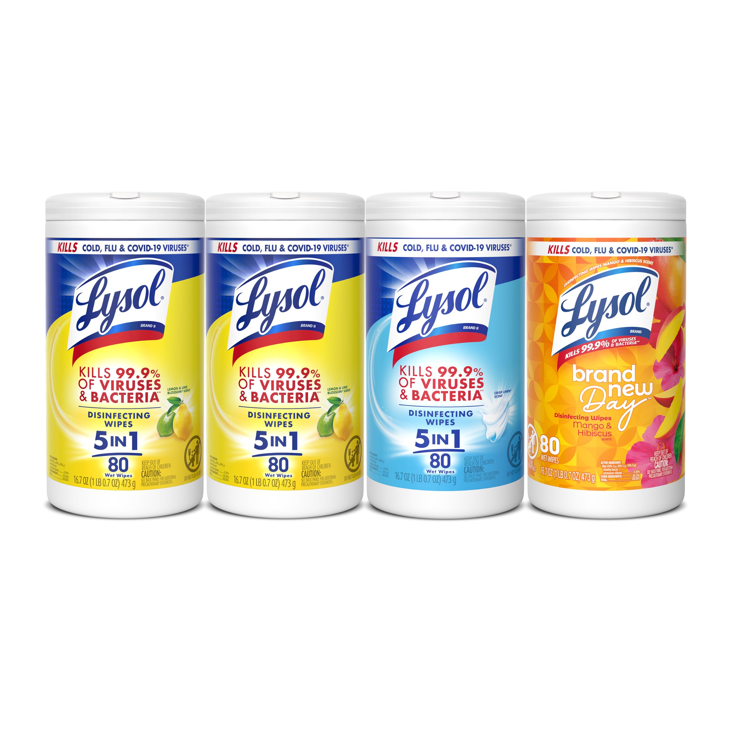 Lysol Disinfecting Wipes, Cleaner, Lemon + Mango + Linen, 80 ct. (4 Pack)