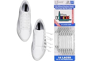 U-LACE uLace Slims No-Tie Shoelaces - Elastic Shoe Laces for Sneakers | Stretchy, Elastic Laces | Easy Installation - 14 Laces