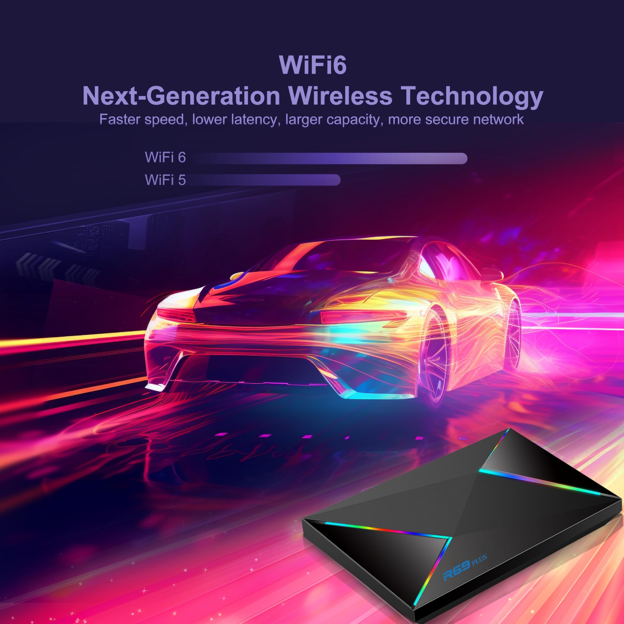 Sidiwen Android TV Box, Android 14.0 TV Box 2025 2GB RAM 16GB ROM Android 14 TV Box 1000M WIFI6 Ethernet R69 Plus 4K 8K HDR10 H728 Octa-core 3D TV Box Support 2.4G 5.8G Dual WiFi BT5.0 USB 2.0 USB 3.0