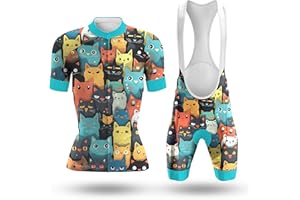 Blue Cat Cycling Jersey Women Cycling Kit Bike Jersey Shorts Cat Bike Shirts for Women Biking Tops with Pockets
