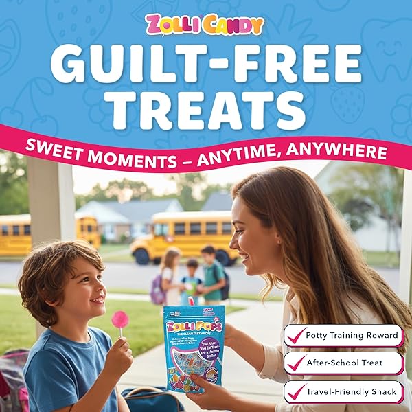 ZOLLIPOPS CLEAN TEETH POPS SUGAR FREE CANDY WITH XYLITOL, DYE-FREE LOLLIPOPS – KETO & DIABETIC-FRIENDLY, DENTIST-APPROVED TREATS FOR KIDS (NATURAL FRUIT FLAVORS, 8 OZ)