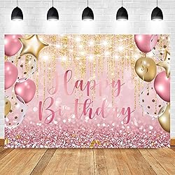 Homewelle Pink Rose Gold Glitter Happy Birthday