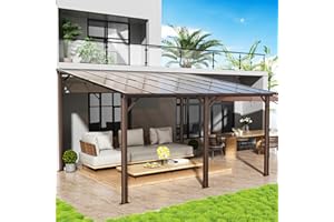 Airwire 10x14 FT Gazebo, Outdoor Gazebos on Clearance with Aluminum Frame, Wall Mounted Gazebo & Pergola, Lean to Gazebo Awnings for Patio, Decks, Porch and Backyard