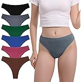 Xlndsoea Women's High Waisted Thong Panties - 95% Cotton 5% Spandex, T-Back Seamless Underwear, Soft & Comfortable Pack 6
