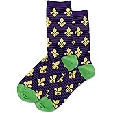 Hot Sox Womens Fleur de Lis Socks, Purple, 1 Pair, Womens Shoe 4-10