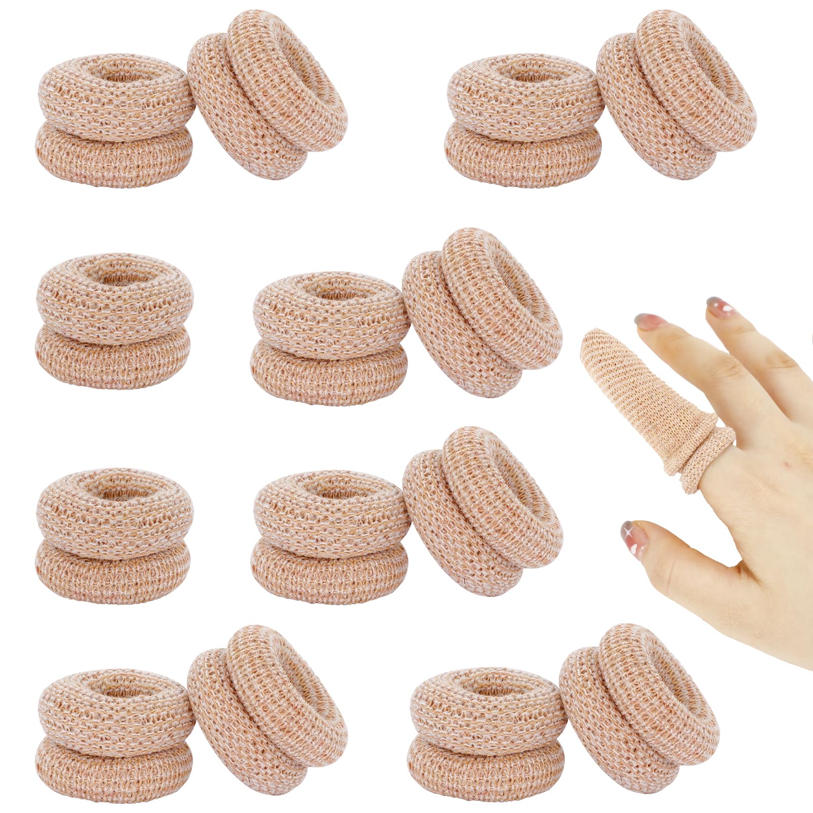 Photo 1 of 20PCS Elastic Finger Bandages, Reusable Thumb Protectors for Wounds, Fingertip Covers for Gardening, Cooking, Crafting - Skin Color