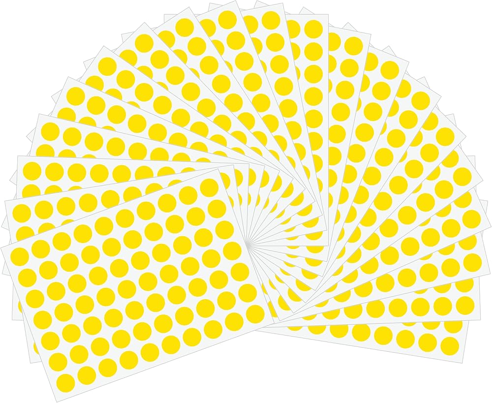 HYBSK Hylabelest 10mm Yellow Dot Stickers 1400 20 Sheets Gloss Paper Labels