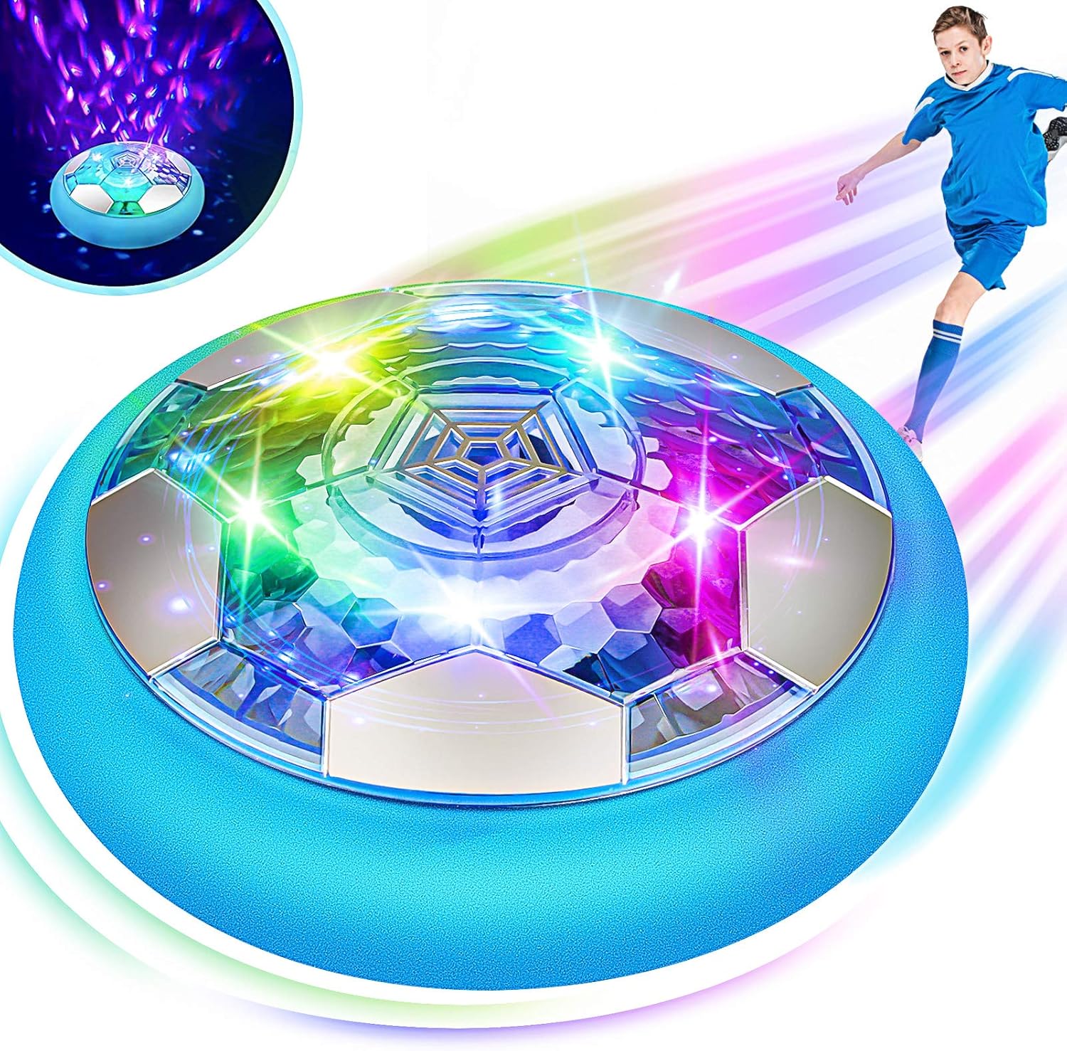 Blasland Hover Soccer Ball - Kids Toys Rechargeable Air Soccer, New Floating Soccer with Led Starlights, Foam Bumpers to Protect Furniture, Indoor Hover Ball, Best Football Toy Gift for Boys & Girls
