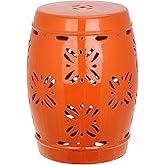 Safavieh Sakura Glazed Ceramic Decorative Garden Stool, Orange
