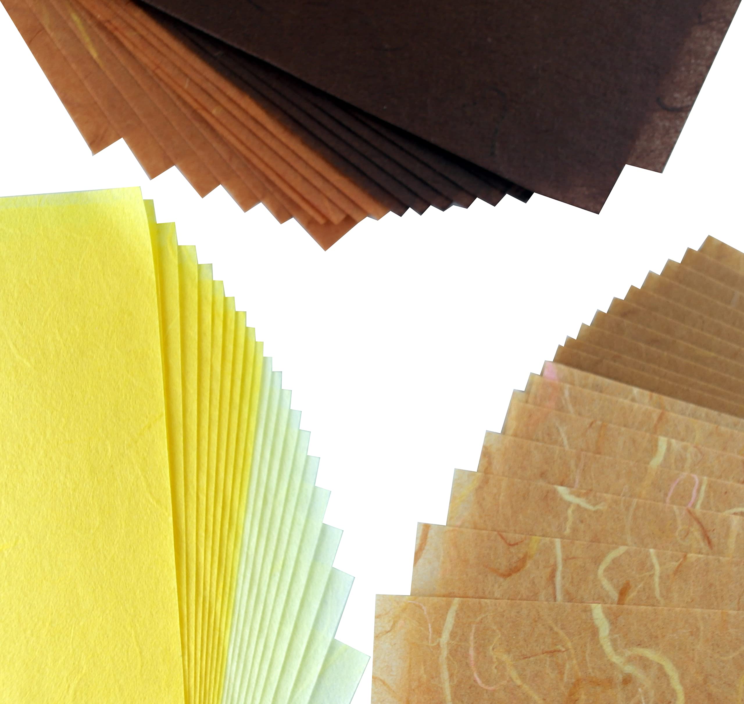 50 Mulberry Paper Sheets Plain Colors Origami Design Craft Hand Made Art Tissue Japan Washi Card Making Decoupage (Yellow)