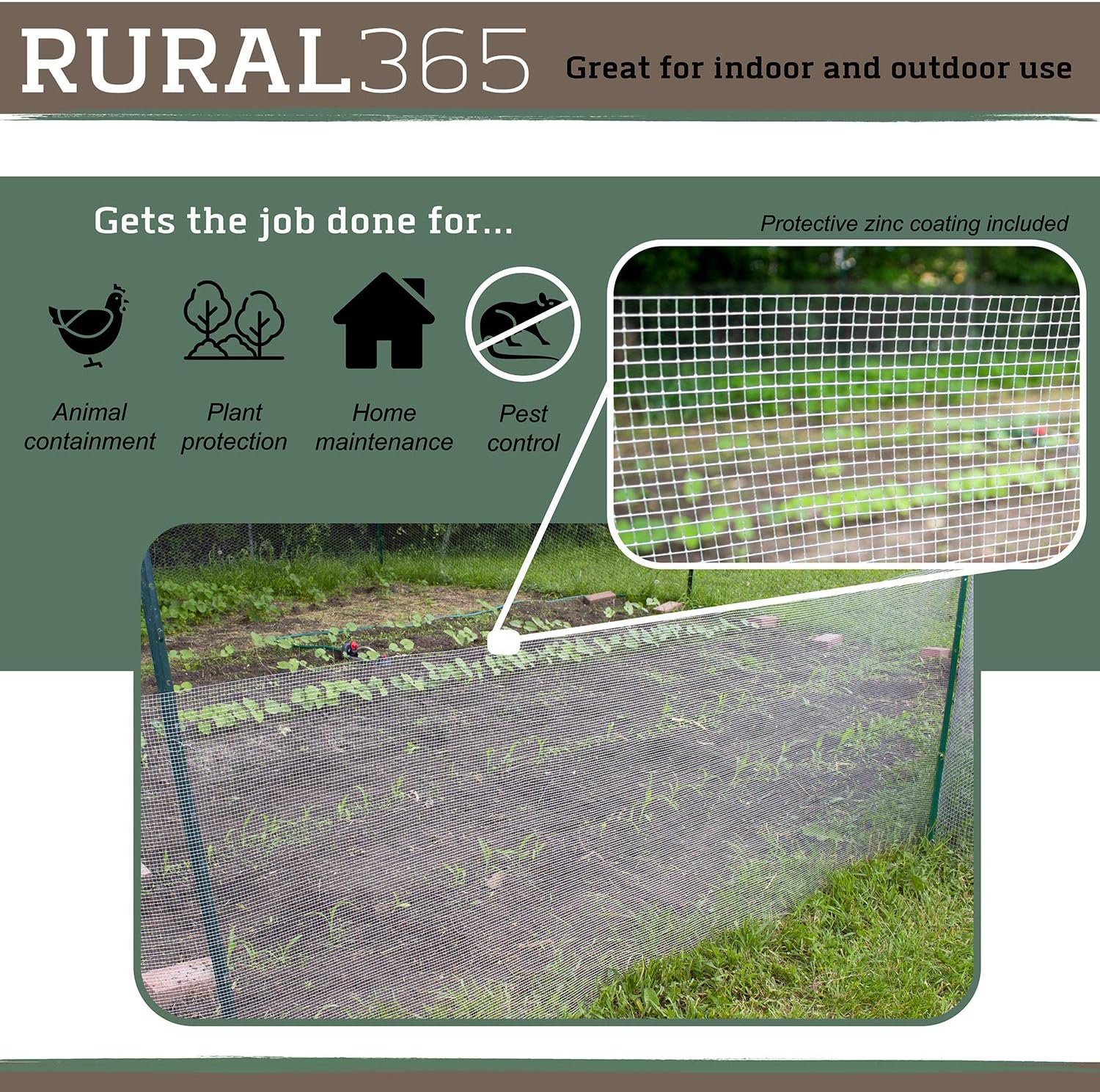 Rural365 Galvanized Steel Hardware Cloth 1/4 Inch Welded Mesh Chicken Wire Fence Cage Screen Netting - 3x25ft Bulk Roll: Home & Kitchen