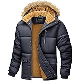 MAGCOMSEN Men's Winter Jacket Fleece Lined Water Repellent Windproof Warm Parka Winter Coat with Hood