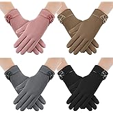 Geyoga 4 Pairs Winter Gloves for Women Winter Touchscreen Texting Phone Warm Windproof Gloves Warm Fleece Lined Cold Weather