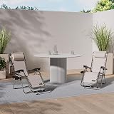 SUNMER Set of 2 Sun Lounger Garden Chairs with Cup and Phone Holder Grey view 2
