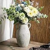 Ceramic Rustic Vase with Handle,11.3 inch Vintage Vase for Home Decor - Tall Farmhouse Flower Vase with 2 Handles, Living Room Entryway Table Centerpiece Decor
