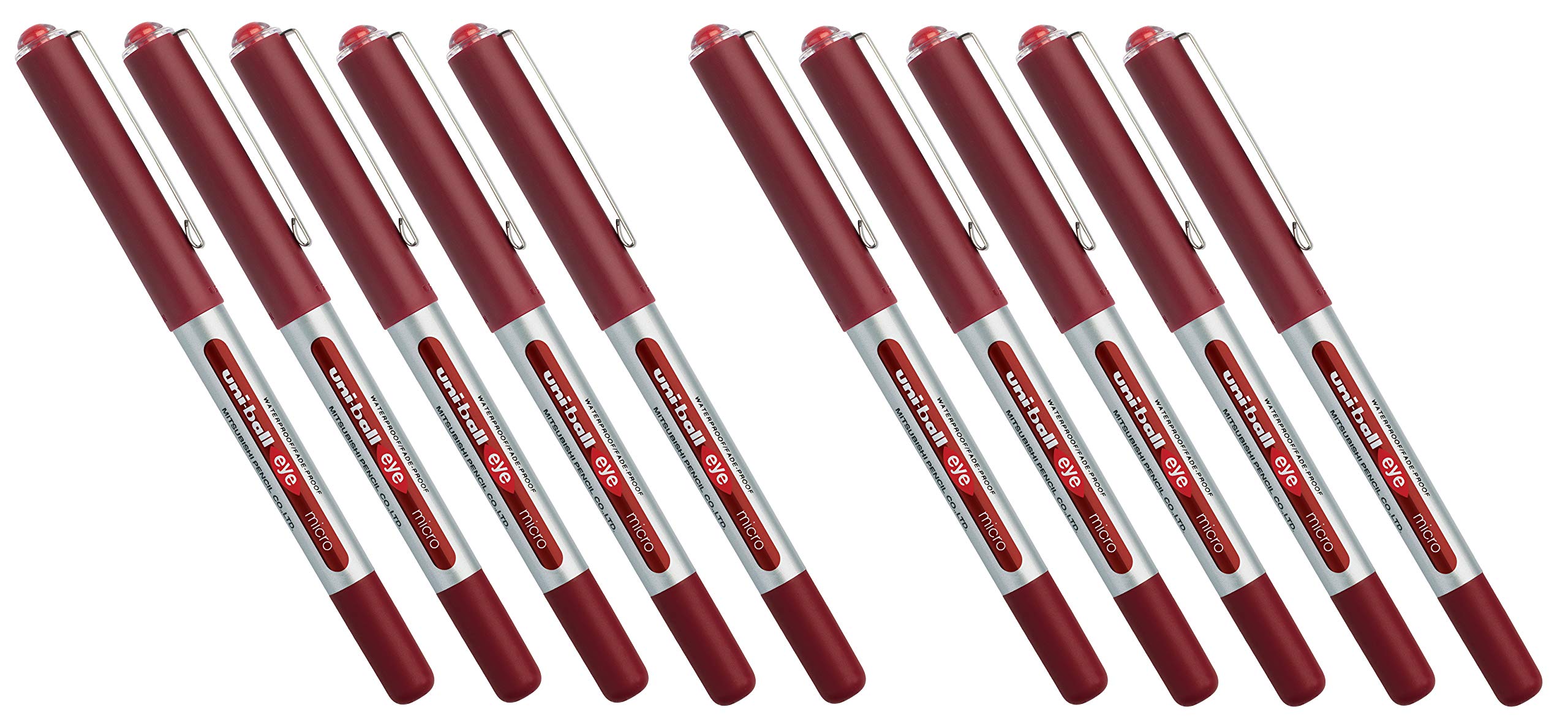Mitsubishi Uni-Ball® Eye Micro Rollerball Pen Approx. 0.2 mm Red Pack of 10