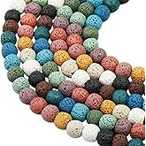 SUNYIK Colorful Lava Rock Essential Oil Diffuser Stone Loose Bead for Jewelry Making 8mm Round 14"