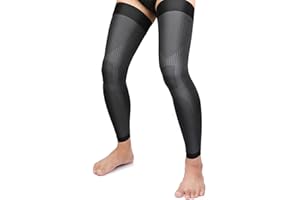 KEKING® Full Leg Compression Sleeves, Unisex, Thigh High Compression Stocking 20-30mmHg Graduated Support for Thigh Calf Knee, Running, Basketball, Reduce Varicose Veins and Swelling, 1 Pair, Black L