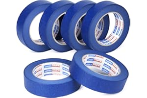 ADHES Blue Painters Tape 1 Inch, Masking Tape for Painting 6 Rolls x 1 Inch x 55 Yards, Blue Paint Tape No Residue Outdoor An