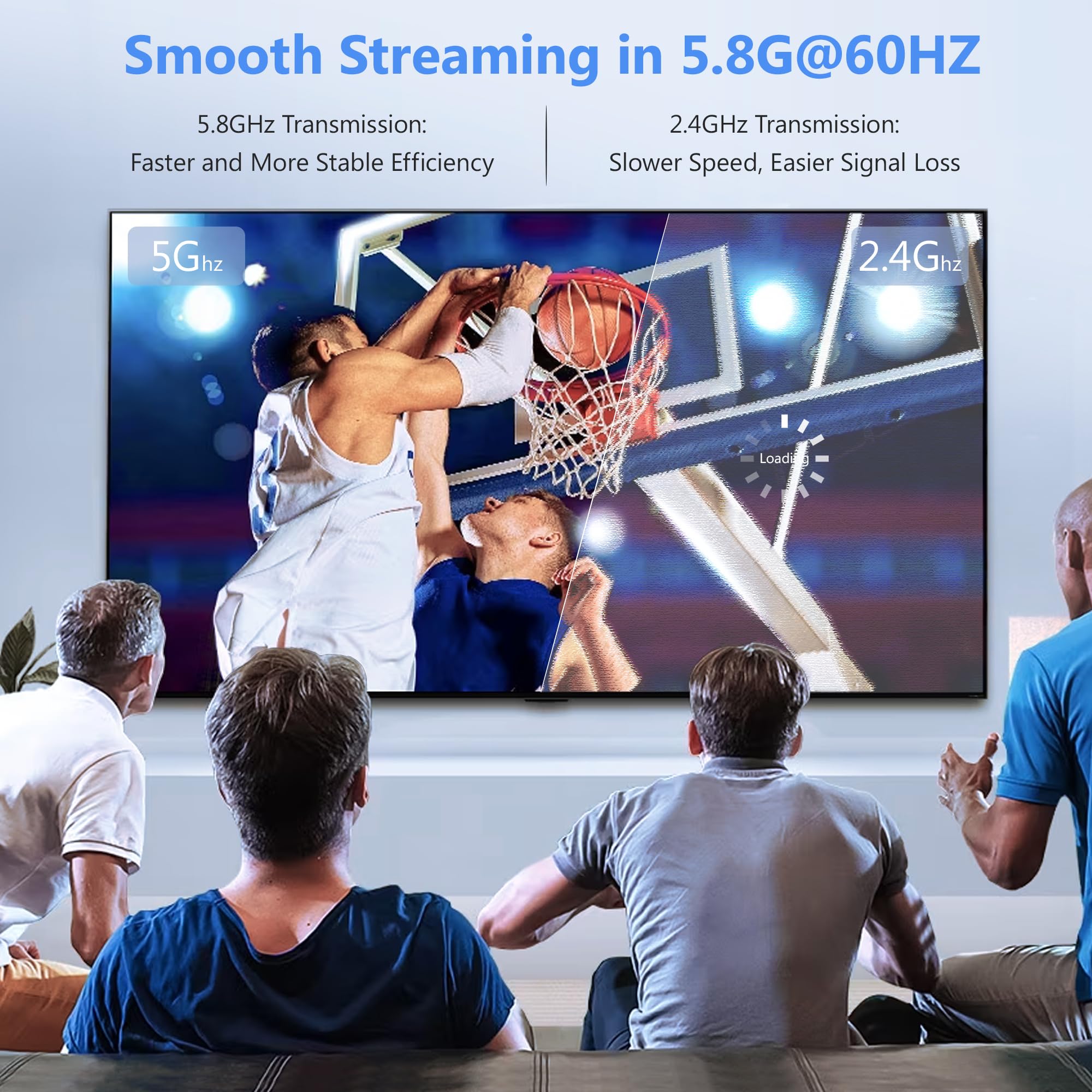 Wireless HDMI Transmitter and Receiver 165ft/50m, 4K Decode 1080P Output, Portable Plug & Play Wireless HDMI Extender Kit for Casting Video from Laptop/TV Box to Monitor/HDTV/Projector