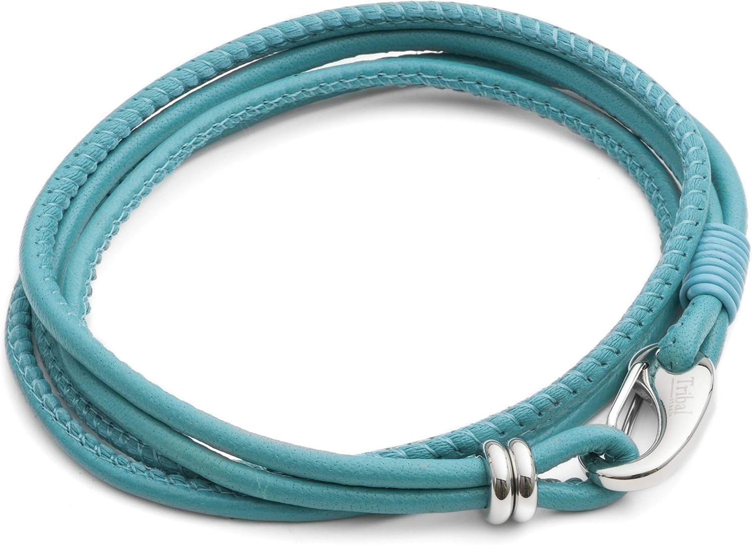 Tribal Steel Women's Turquoise Super Soft 4-Stranded Bracelet - Ladies 19cm Leather Bracelet with Stainless Steel Shrimp Clasp
