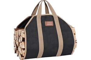 STBoo Firewood Carrier Tote Bag: Log Carrier for Firewood Heavy Duty | Large Fire Wood Carrier | Fireplace Log Holders for Firepit Outdoor Camping, BBQ, Indoor, Wood Stove Accessories Gift, Soot
