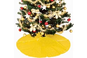 Pardecor Tree-Skirt-Yellow Christmas Tree Skirt 36-Inch Sequin Tree Skirt Sequin Fabric Tree Skirt Xmas Tree Ornament