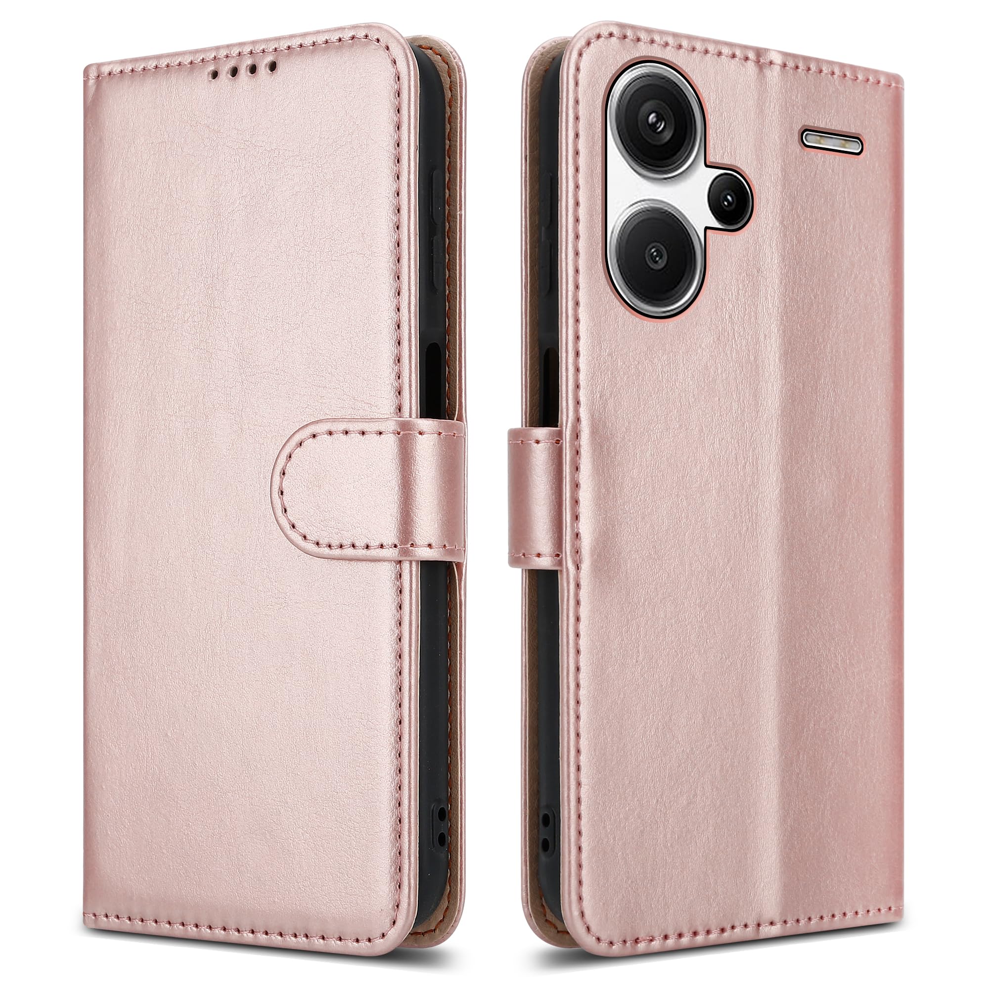 PIXFAB for Xiaomi Redmi Note 13 Pro+ Plus 5G Case - Leather Wallet Phone Case, Magnetic Book Flip Folio Cover [Card Slots] and [Kickstand] Case Cover - Rose Gold