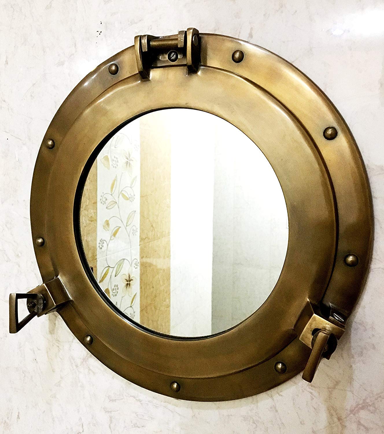 Antique 15" Boat Porthole Mirror Finish ~Cabin Ship Porthole ~Nautical Decor