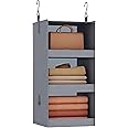 FLYBOX Closet Organizer and Storage, Collapsible hanging closet organizer, 3-Shelf sturdy baby closet organizer & ideal for RV|camper bed side closets Gray, 29 ¾"" H X 12"" W X 12"" D, 1-Pack, Grey
