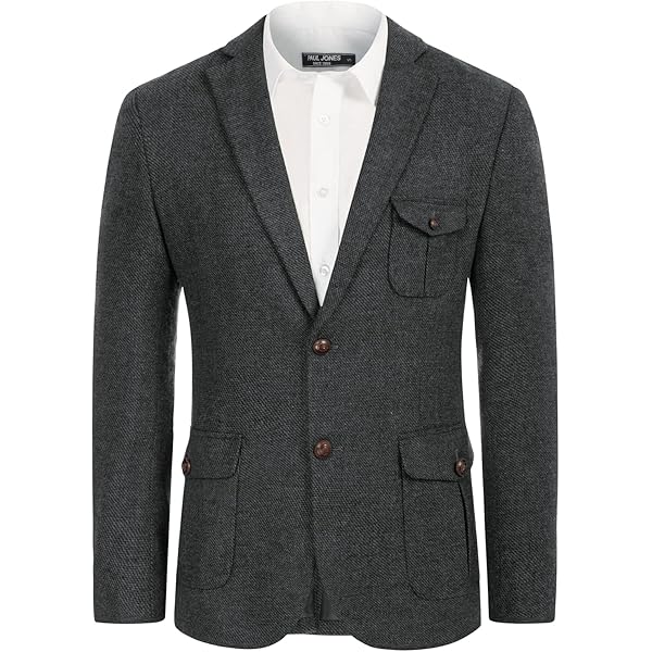Men's Vintage Wool Blazer Herringbone Jacket Wool Blend Blazer