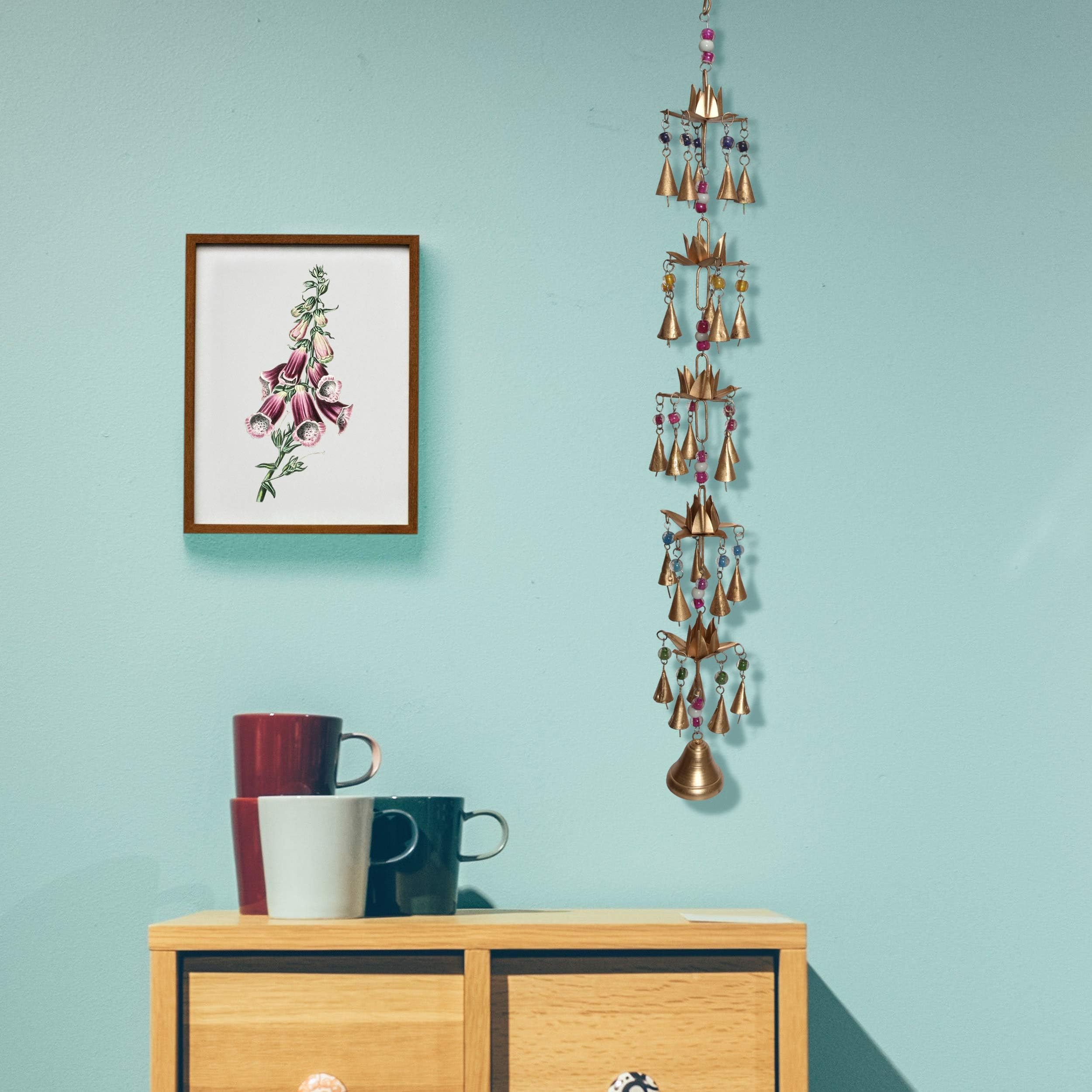 Exotic Art Wrought Iron Wind Chime (35 inch, Antique Gold)