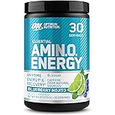 Optimum Nutrition Amino Energy - Pre Workout with Green Tea, BCAA, Amino Acids, Keto Friendly, Green Coffee Extract, Energy Powder - Blueberry Mojito, 30 Servings (Packaging May Vary)