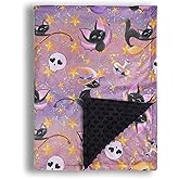 Donsonny Baby Blanket for Boys Girls Soft Minky with Double Layer Dotted Backing, Halloween Printed 30 x 40 Inch Receiving Blanket (Halloween bat)