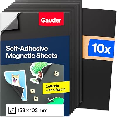 GAUDER Self-Adhesive Magnetic Sheets 153 x 102 mm 10 pcs Cuttable