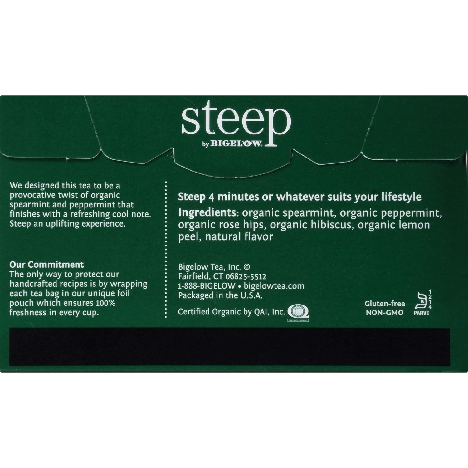 steep by Bigelow Organic Mint Caffeine-Free Herbal Tea, 20 Count (Pack of 6), 120 Tea Bags Total : Grocery & Gourmet Food