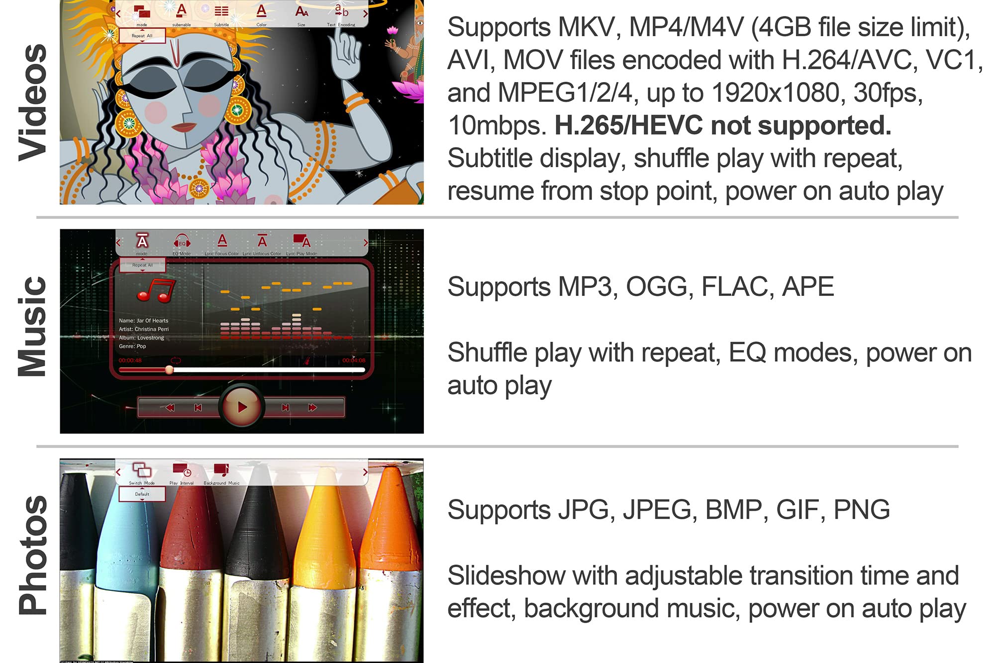 Micca G2 1080p Full-HD Digital Media Player for USB Drives and SD/SDHC Cards, Digital Signage, H.264/AVC MP4 MKV Videos MP3 Music JPG Photos, HDMI and AV Output, Auto Play and Resume