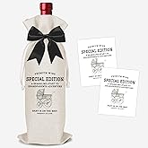 Cute Pregnancy Announcement Wine Bag, Grandparents Baby Announcement Ideas, New Grandparent Gifts, New Mom Dad Gifts for Pregnancy Reveal to Parents, Wine Bottle Gift Bags with Black Bow-B33