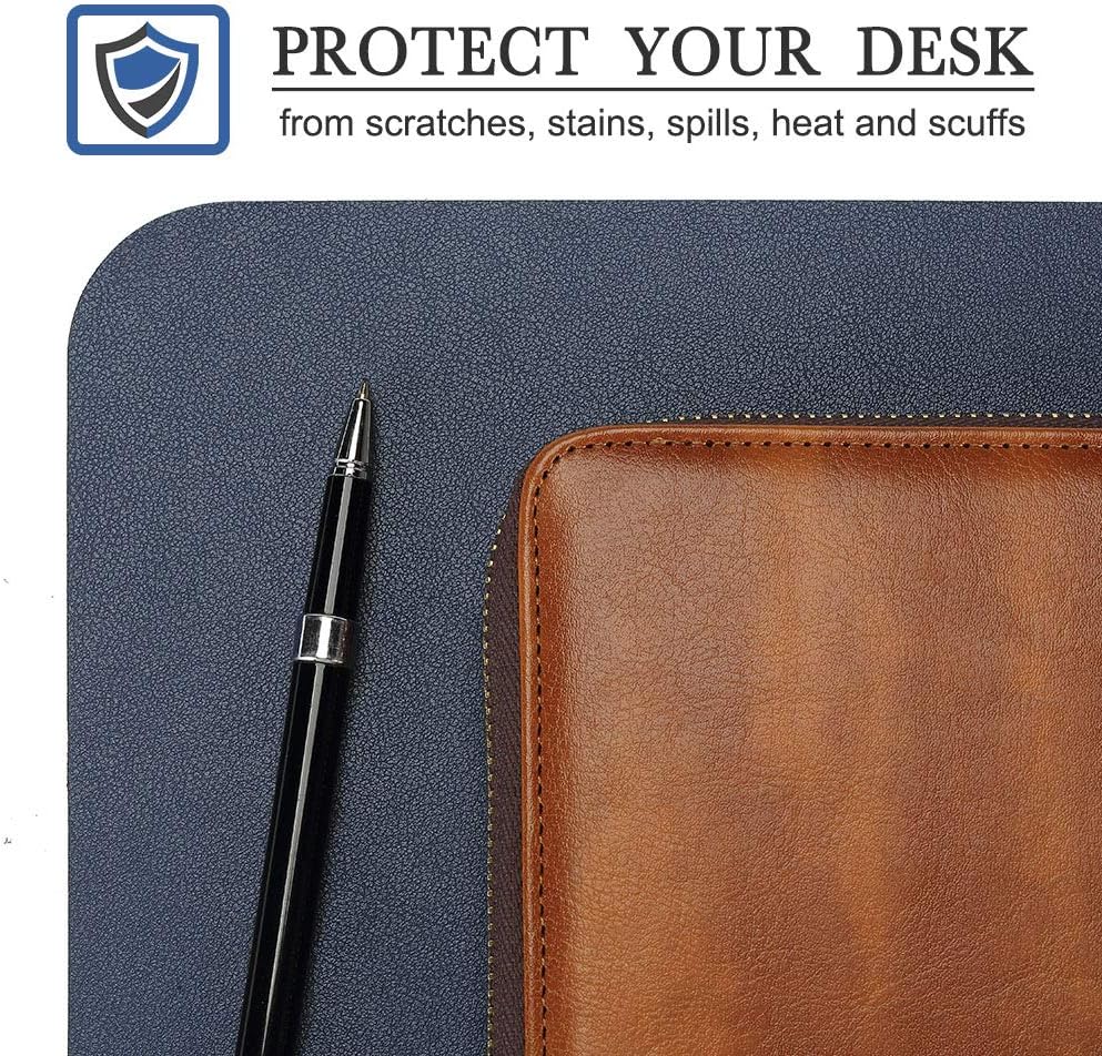 Knodel Desk Pad, Office Desk Mat, 40cm x 80cm PU Leather Desk Blotter