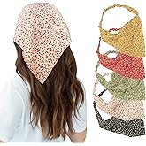 Wresty 5 Pcs Floral Hair Scarf Headband Chiffon Elastic Bandanas Triangle Hairband Headwear Headwrap Hair Acessories