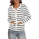 ATHMILE Women Striped Cardigan Sweaters Button Down Cropped Fall Fashion Outfits Winter Clothes Knit Lady Jackets Coat 2025