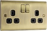 BG Electrical Nexus Metal Antique Brass Double Switched Socket 13A NAB22B view 1