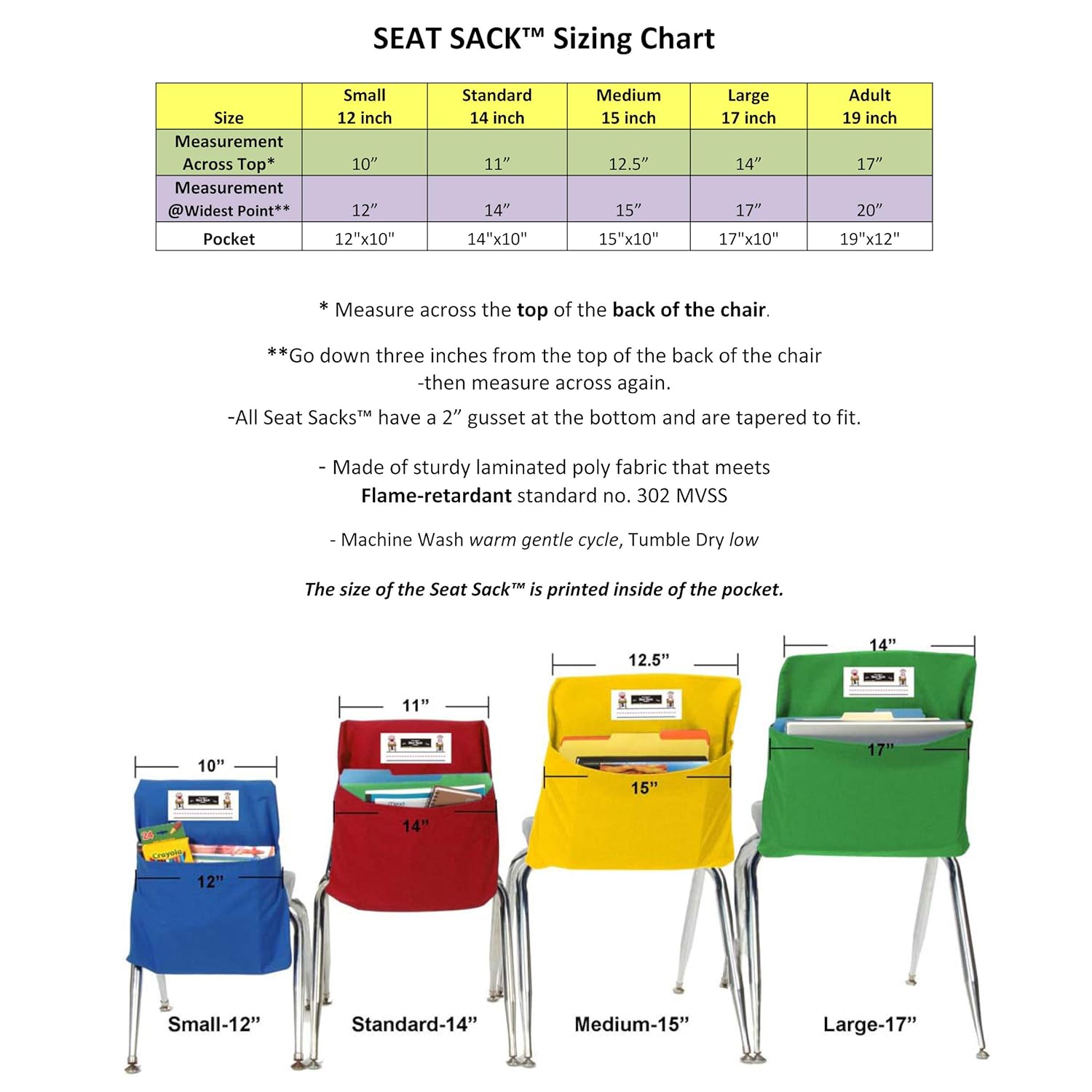The Original Seat Sack SSK00115BK Chair Bag, Medium, Black: Industrial & Scientific