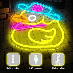 JanHune Duck Neon Sign Cowboy Hat Duck Neon Lights