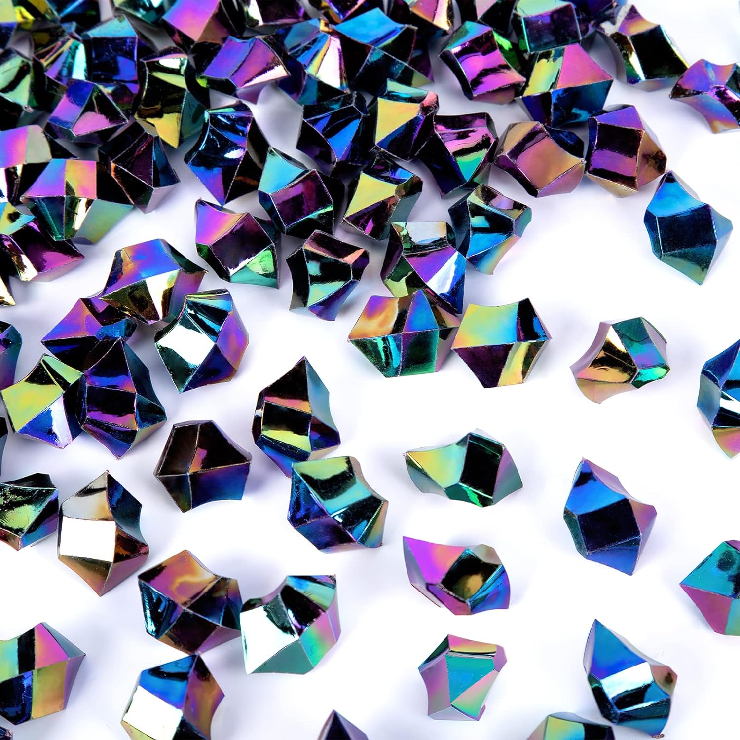 Vase Fillers - DomeStar 150PCS Iridescent Black Fake Ice, 2.5Cups Acrylic Gems Crystals Black Purple Rocks Diamonds Vase Centerpiece for Vase Fillers Party Table Scatter Wedding Food Display