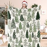 JarThenaAMCS Christmas Tree Fuzzy Blanket 60 x 50 Inch Watercolor Green Forest Soft Throw Blanket for Winter Home Chair Sofa Couch Bed