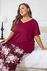 Vozanet Women's Pajama Sets Short Sleeve with Long