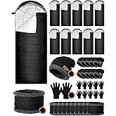 Shyyween 40 Pcs Bulk Sleeping Bags Adult for Homeless, Sleeping Bags Cold Weather Waterproof with Winter Hats Gloves Scarves and Mittens for Camping Emergency Use