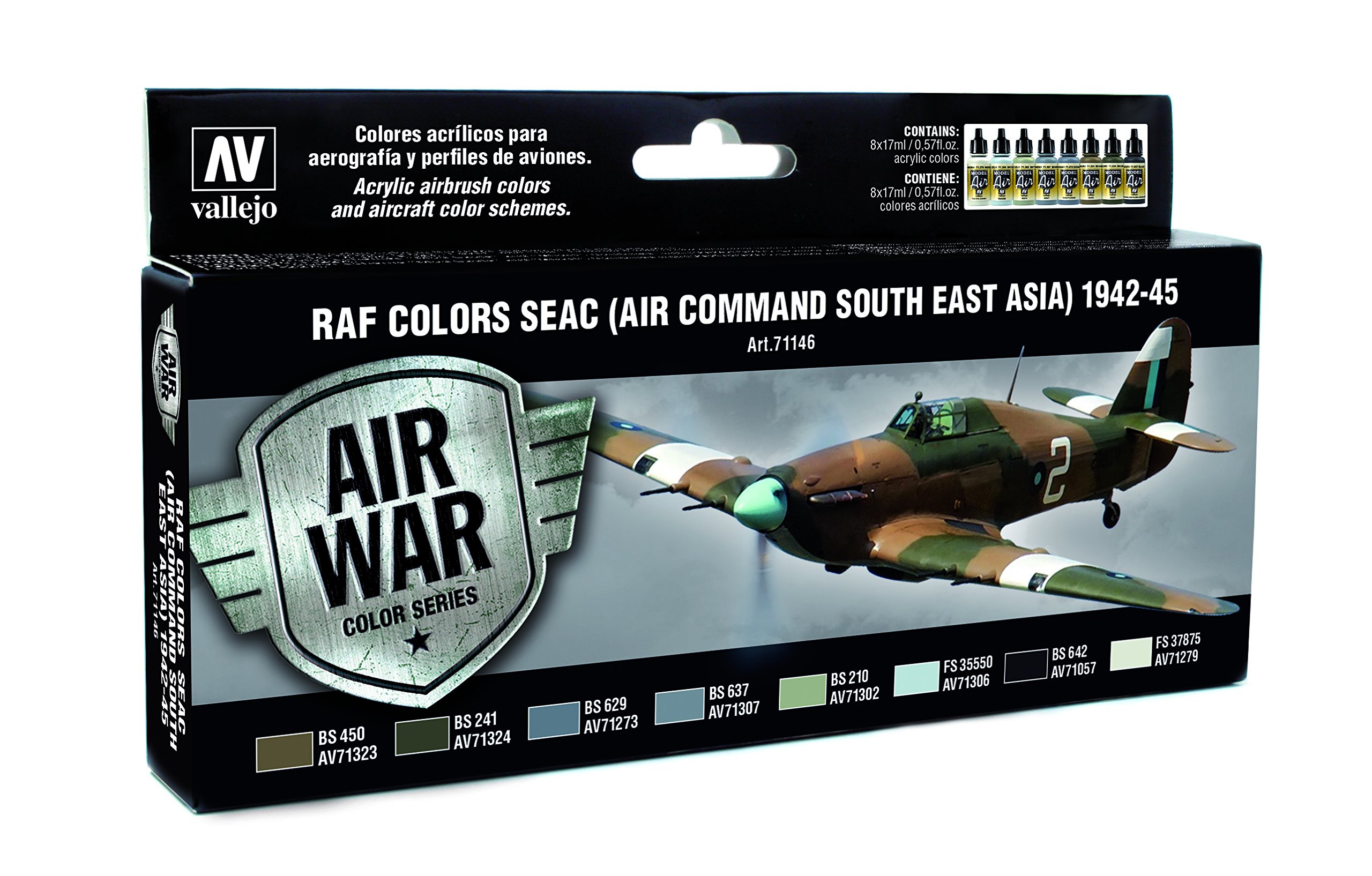 Vallejo "RAF & FAA SEAC Air Command South East Asia 1942-45" Model Air Colouring Kit, 17 ml (Pack of 8)