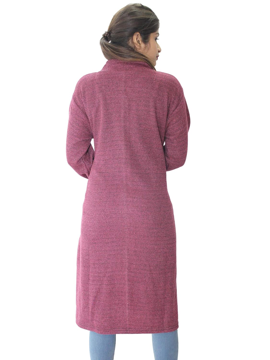 matelco women's woollen brown button long coat with pockets